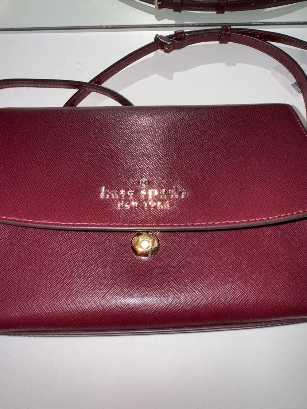 kate spade Burgundy Crossbody/shoulder bag with Gold Chain and Leather Strap